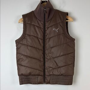 Puma Brown Puffer Vest Size Medium